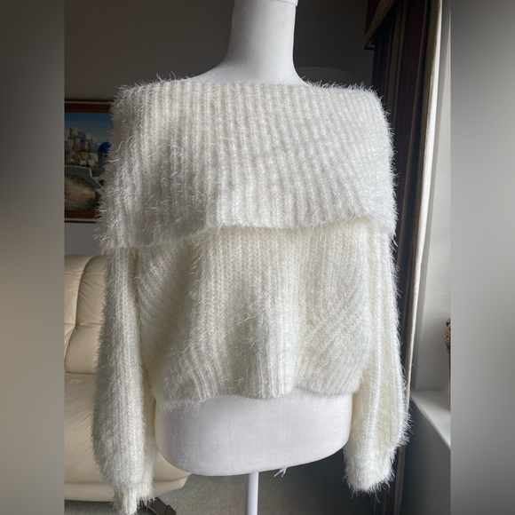 Forever 21 size S off the shoulder fuzzy sweater - Picture 3 of 7